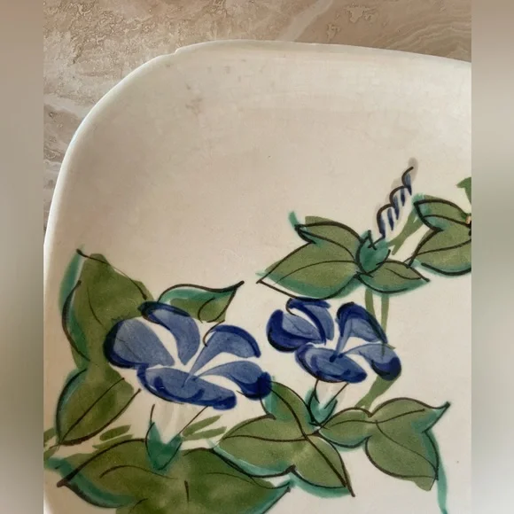 Red Wing VINTAGE 1940s Morning Glory Blue Pottery, 6pc
